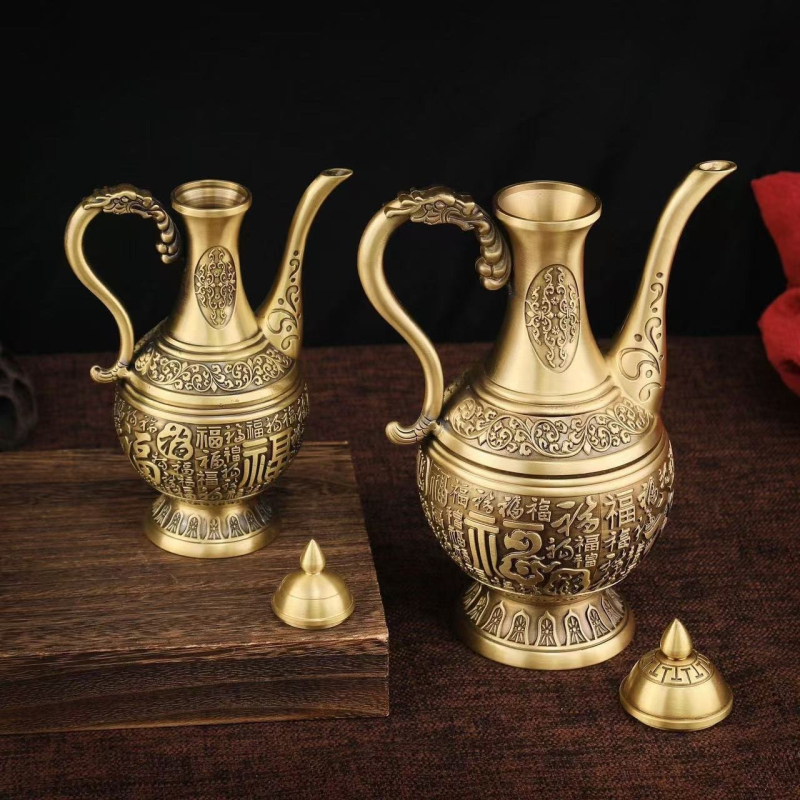 Bakreni reljefni ukras za Baifu bocu vina, stolna dekoracija za dom, elegantan moderan dodatak za vino
