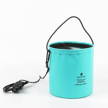 Сгъваема кофа за вода за риболов, кофа за живи риби, открит риболов, многофункционална кофа за риболовни принадлежности с 5 м въже