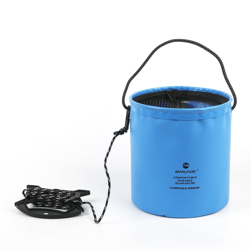 Сгъваема кофа за вода за риболов, кофа за живи риби, открит риболов, многофункционална кофа за риболовни принадлежности с 5 м въже
