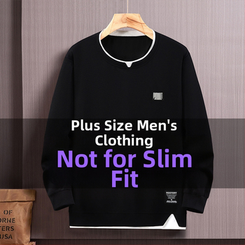 Muška dukserica s efektom dvaju dijelova, plus size, dugi rukavi, okrugli izrez, svakodnevni jesenski stil