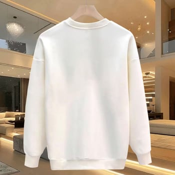 Памучен суитшърт с флисе за зима, плюс размер, мъжки свободен силует