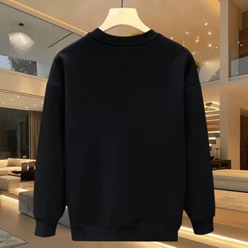 Памучен суитшърт с флисе за зима, плюс размер, мъжки свободен силует