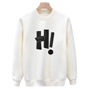 Памучен суитшърт с флисе за зима, плюс размер, мъжки свободен силует