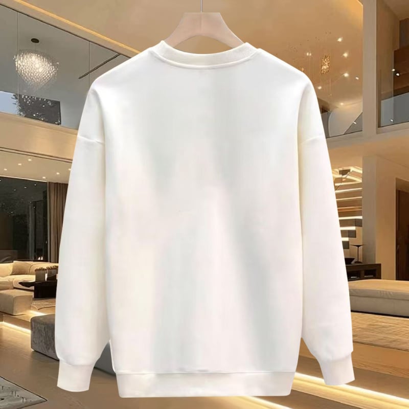 Памучен суитшърт с флисе за зима, плюс размер, мъжки свободен силует