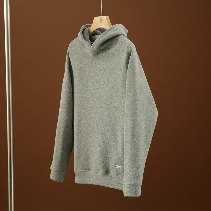 Мъжки дебел флисов пуловер с овча вълна смес, едноцветен, дълги ръкави, права кройка, ръбова подгъвка, за есенно-зимен сезон