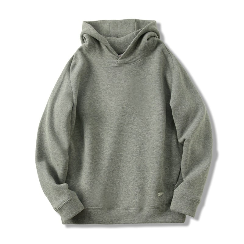 Мъжки дебел флисов пуловер с овча вълна смес, едноцветен, дълги ръкави, права кройка, ръбова подгъвка, за есенно-зимен сезон