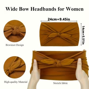 Комплект от 4 ленти за коса с ушички от зайче, еластични за спорт и йога, меки и удобни, широки за жени