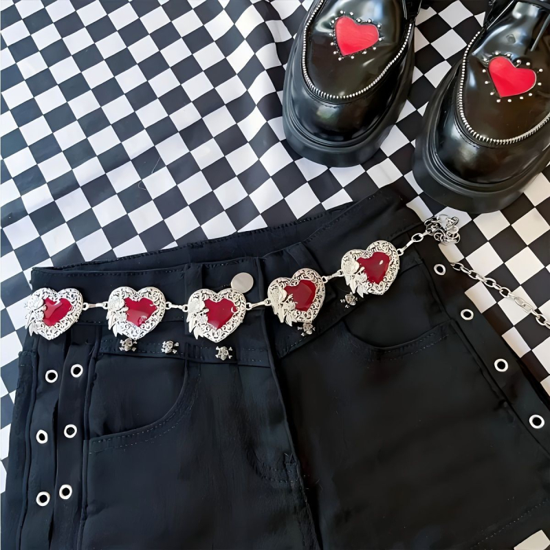 Retro pojas za struk s ukrasom srca, metalni etnički lančani pojas za haljine, suknje i hlače