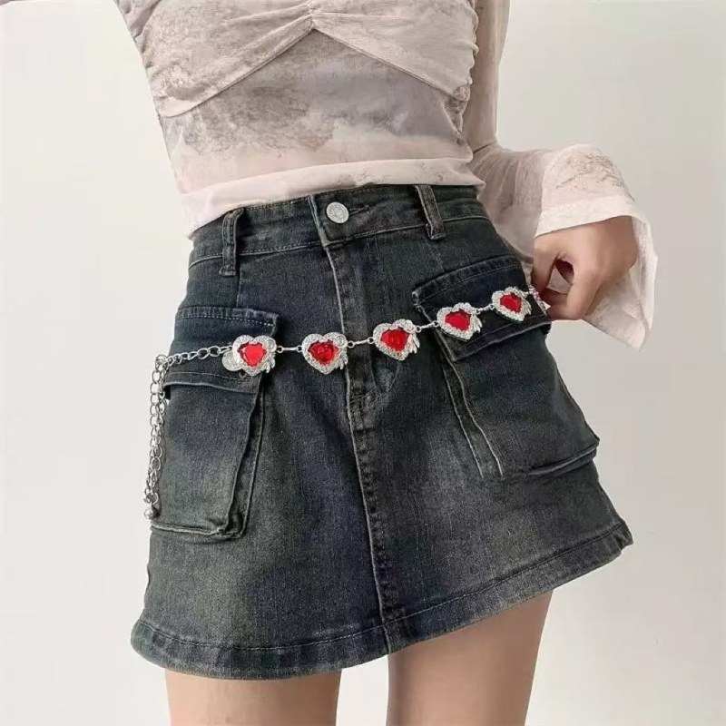 Retro pojas za struk s ukrasom srca, metalni etnički lančani pojas za haljine, suknje i hlače