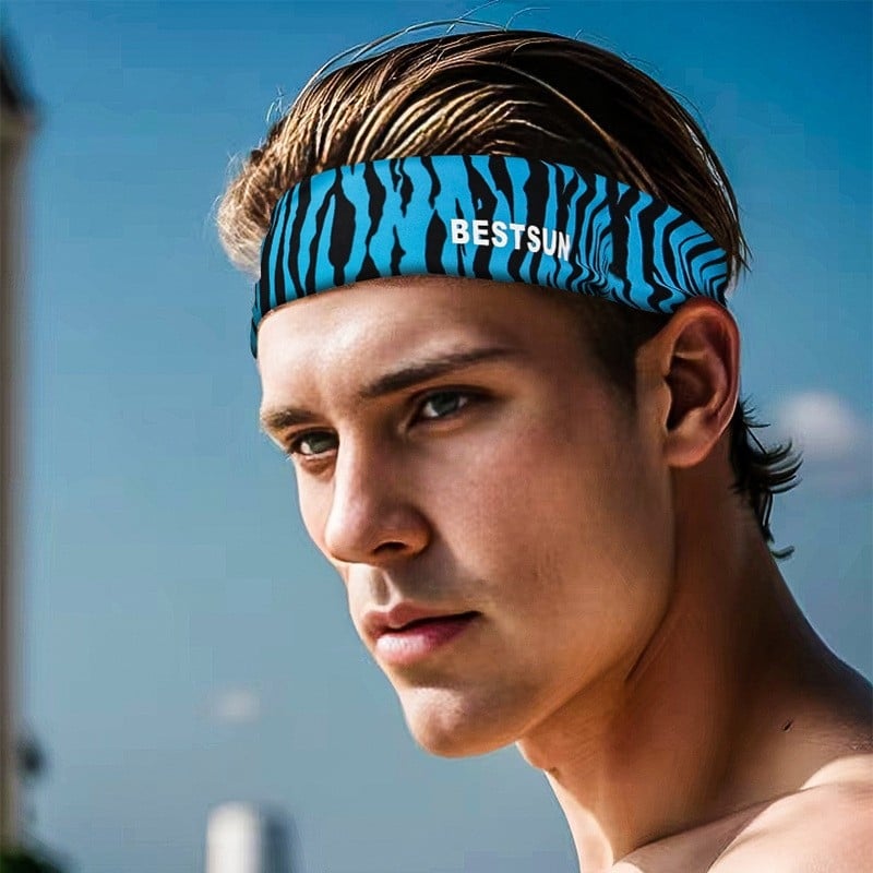 Унисекс спортна лента за глава за попиване на изпотяване, лента за тренировки, изработена от висококачествен найлон, шарен модел. Подходяща за бягане, фитнес, колоездене, туризъм, тенис и бадминтон.