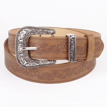 Нова релефна каишка за дънки в кафяв цвят, американски ретро стил, Y2K модел, нишево високо качество