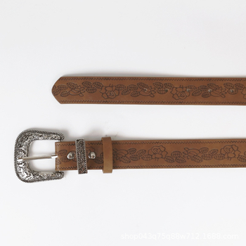 Нова релефна каишка за дънки в кафяв цвят, американски ретро стил, Y2K модел, нишево високо качество