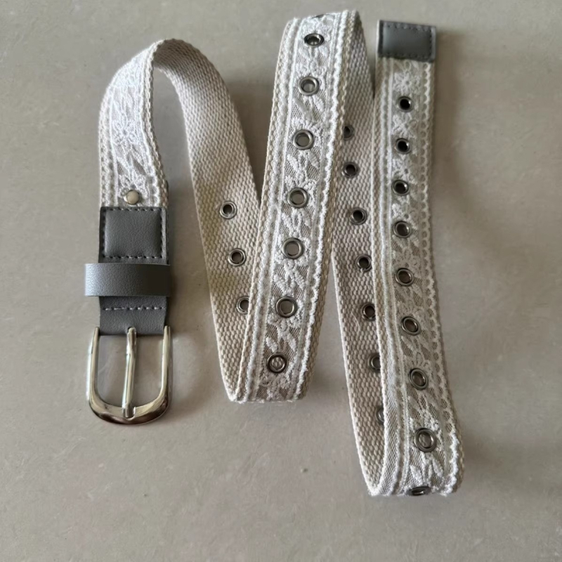 Čipkasti pojas s metalnom kopčom na iglu – vintage dekorativni pojas za traperice