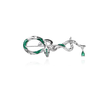 Zelena zmijska broš s zodijakom, inspirirana Slytherinom, minimalistički dizajn za žene