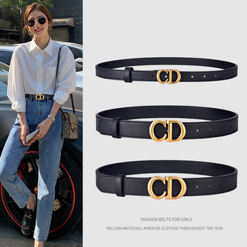 Женски колан PU кожа, минималистичен и универсален, нов модел 2022, черен, тънък декоративен колан за дънки