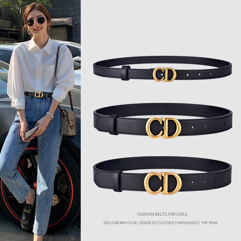 Женски колан PU кожа, минималистичен и универсален, нов модел 2022, черен, тънък декоративен колан за дънки