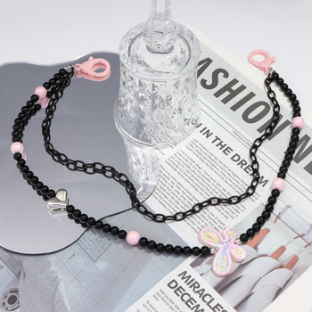 Двойна акрилна панталонна верига с мъниста и пеперуда, хип-хоп стил, дамски аксесоар за ежедневна употреба