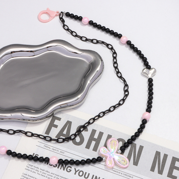 Двойна акрилна панталонна верига с мъниста и пеперуда, хип-хоп стил, дамски аксесоар за ежедневна употреба