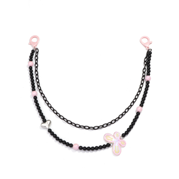 Двойна акрилна панталонна верига с мъниста и пеперуда, хип-хоп стил, дамски аксесоар за ежедневна употреба