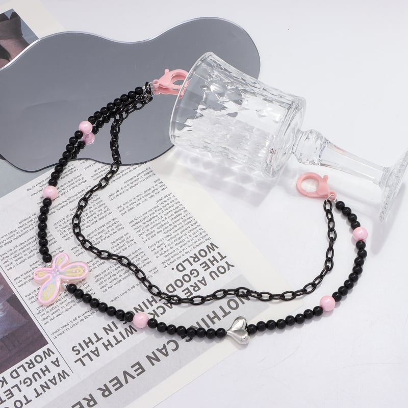 Двойна акрилна панталонна верига с мъниста и пеперуда, хип-хоп стил, дамски аксесоар за ежедневна употреба