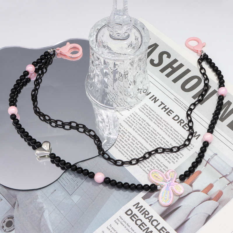 Двойна акрилна панталонна верига с мъниста и пеперуда, хип-хоп стил, дамски аксесоар за ежедневна употреба