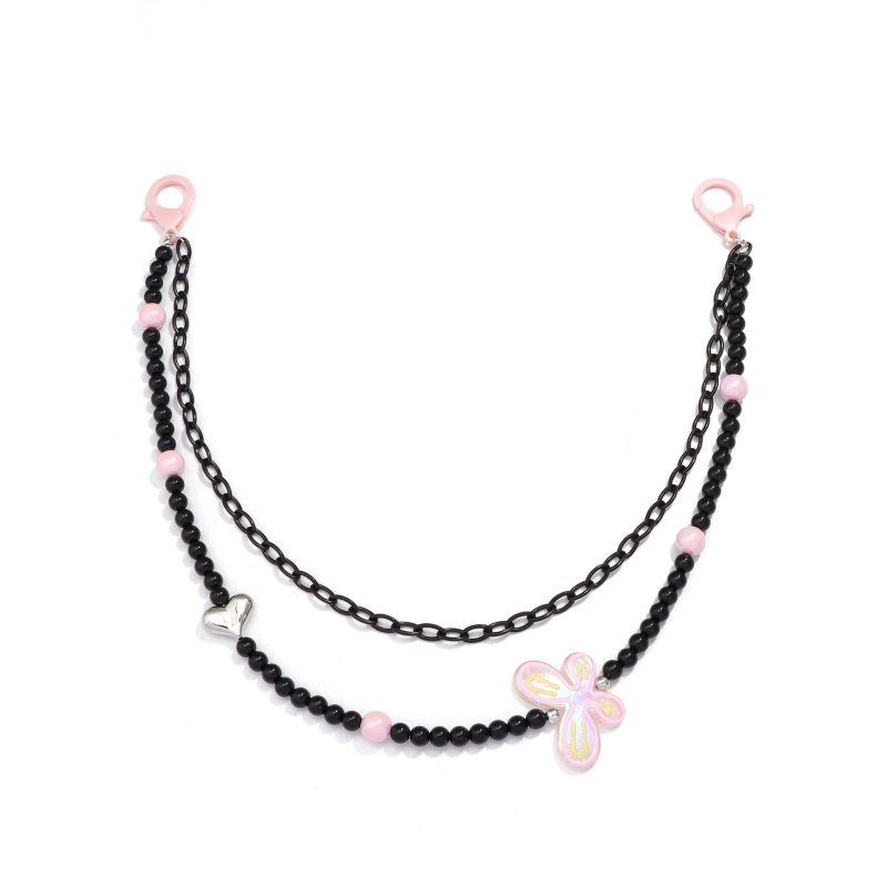 Двойна акрилна панталонна верига с мъниста и пеперуда, хип-хоп стил, дамски аксесоар за ежедневна употреба