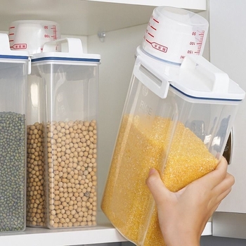 Кухненски съд за зърна, канистра за съхранение 4–5 л, пластмасов контейнер за зърнени култури