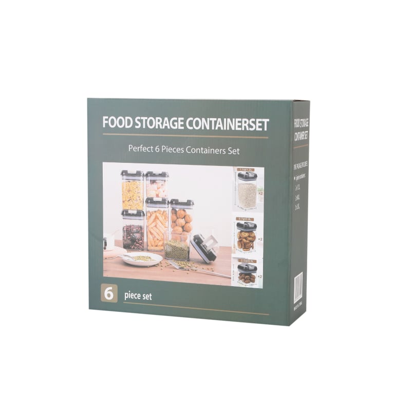 Прозрачен правоъгълен пластмасов съд за съхранение на зърнени култури в кухнята, херметично затварящ се