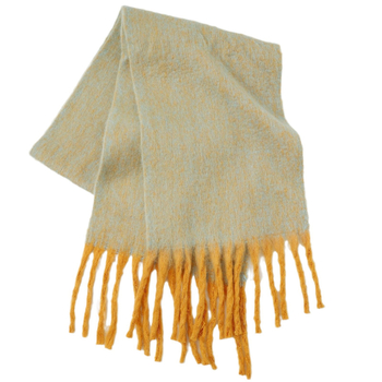 Дамски дебел едноцветен шал с дълги пискюли, топъл полиестер, зимен аксесоар