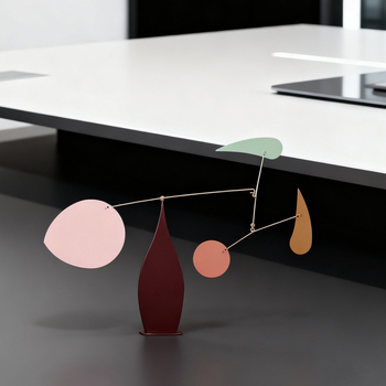 Moderna minimalistička crna metalna umjetnička skulptura s dinamičkom ravnotežom, inspirirana jedrom, za dnevni boravak i showroom