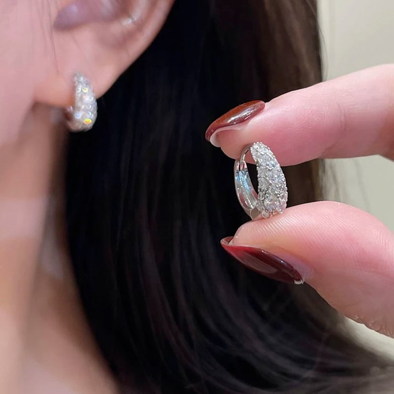 Γυναικείοι κρίκοι σκουλαρικιών με ζιρκόν διαμάντια, 2025 νέα μόδα, μοναδικός σχεδιασμός, ελαφριά πολυτέλεια