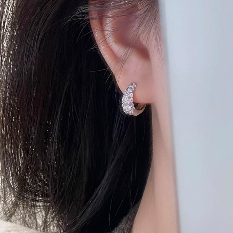 Γυναικείοι κρίκοι σκουλαρικιών με ζιρκόν διαμάντια, 2025 νέα μόδα, μοναδικός σχεδιασμός, ελαφριά πολυτέλεια