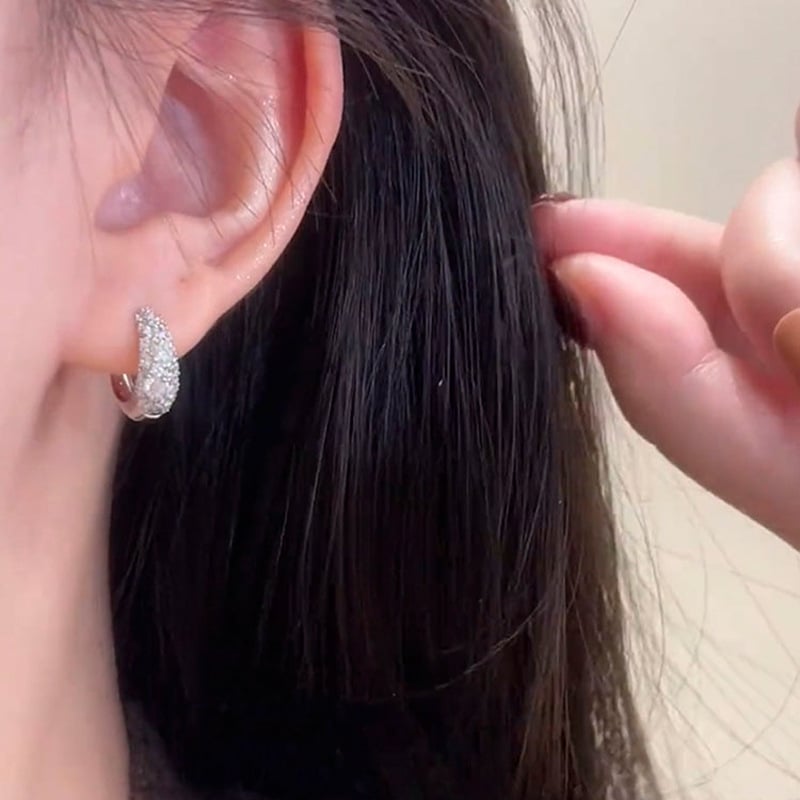 Γυναικείοι κρίκοι σκουλαρικιών με ζιρκόν διαμάντια, 2025 νέα μόδα, μοναδικός σχεδιασμός, ελαφριά πολυτέλεια