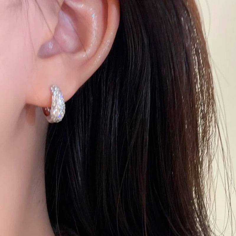 Γυναικείοι κρίκοι σκουλαρικιών με ζιρκόν διαμάντια, 2025 νέα μόδα, μοναδικός σχεδιασμός, ελαφριά πολυτέλεια