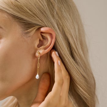 Μακριά σκουλαρίκια με μαργαριταρένιο κρεμαστό και αλυσίδα σε σχήμα συνδετήρα, ρετρό μπαρόκ στυλ για γυναίκες