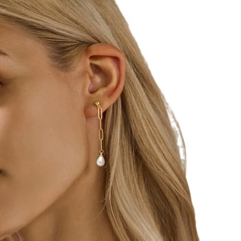 Μακριά σκουλαρίκια με μαργαριταρένιο κρεμαστό και αλυσίδα σε σχήμα συνδετήρα, ρετρό μπαρόκ στυλ για γυναίκες