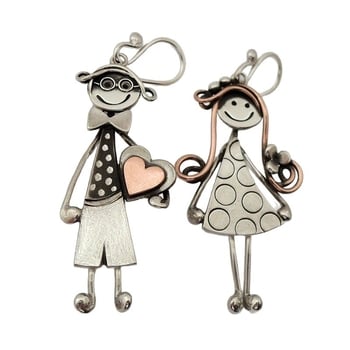 Unisex χαλκού σκουλαρίκια με γεωμετρικό σχέδιο, ρετρό στυλ, δημιουργικός σχεδιασμός