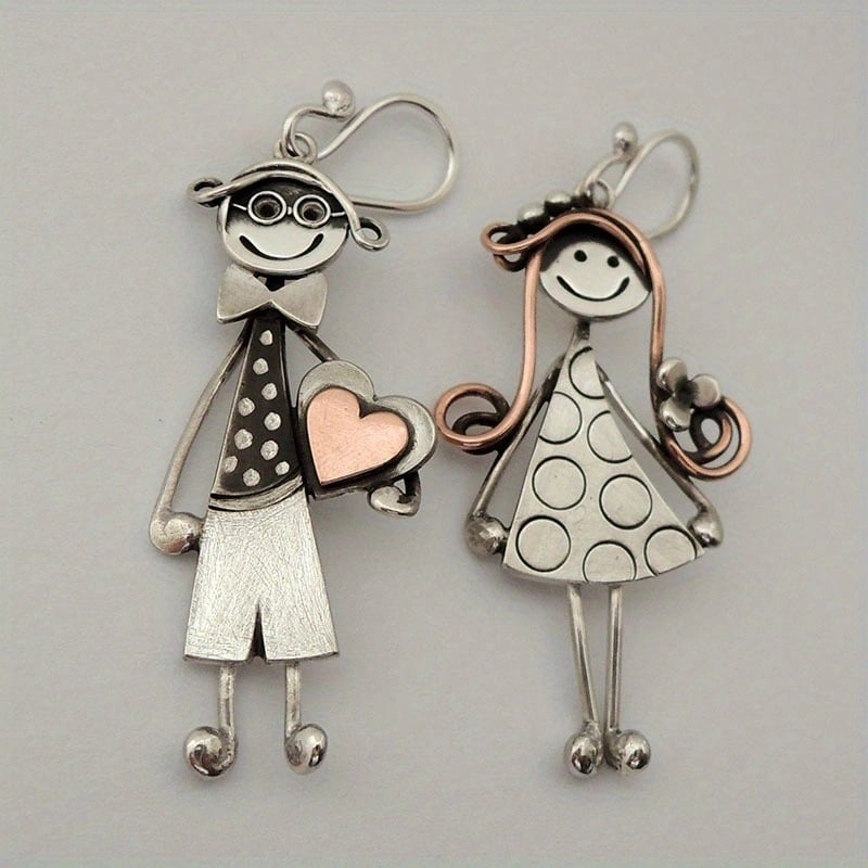 Unisex χαλκού σκουλαρίκια με γεωμετρικό σχέδιο, ρετρό στυλ, δημιουργικός σχεδιασμός