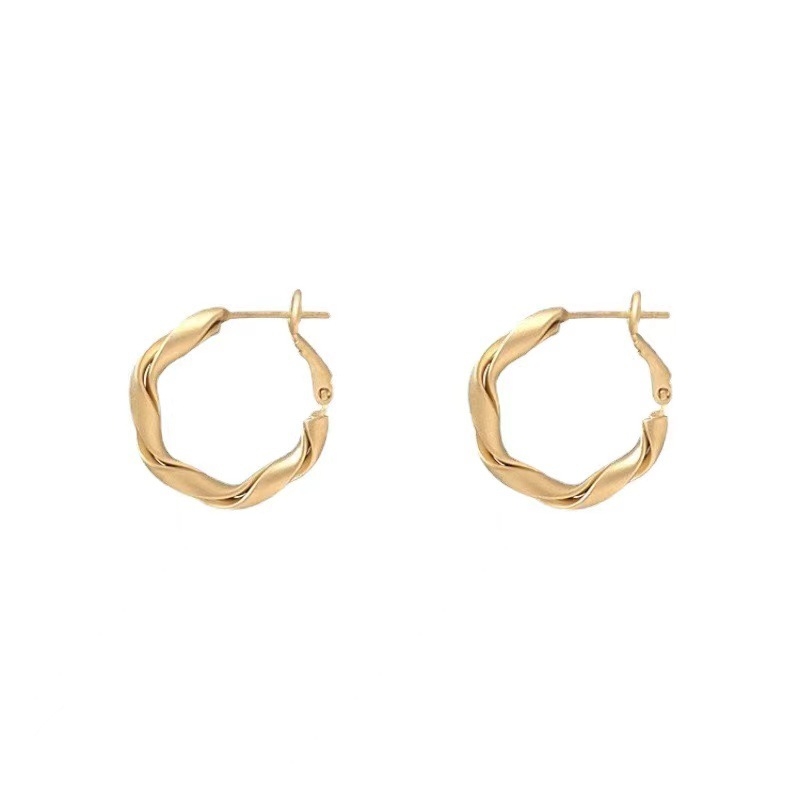 Francuski stil mat zlatni twist naušnice za žene – minimalistički dizajn, retro elegancija