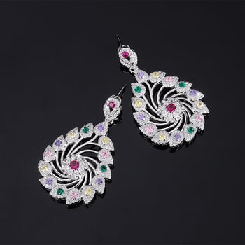 Σκουλαρίκια με ουρά Φοινίκου, μικροπαβέ ζιρκόν, μόδα Ευρώπης-Αμερικής, κομψά βραδινά κοσμήματα για γυναίκες