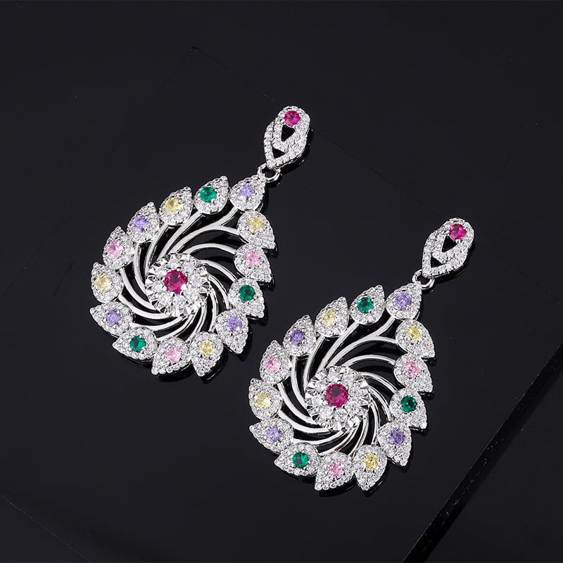 Σκουλαρίκια με ουρά Φοινίκου, μικροπαβέ ζιρκόν, μόδα Ευρώπης-Αμερικής, κομψά βραδινά κοσμήματα για γυναίκες