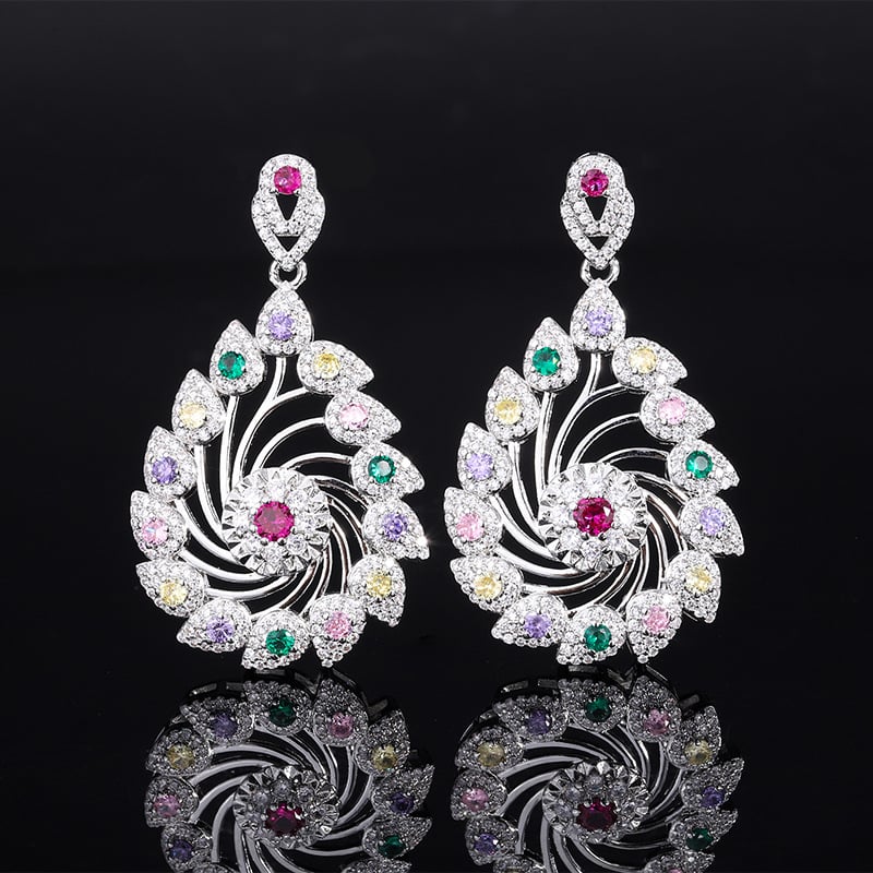 Σκουλαρίκια με ουρά Φοινίκου, μικροπαβέ ζιρκόν, μόδα Ευρώπης-Αμερικής, κομψά βραδινά κοσμήματα για γυναίκες