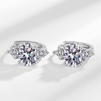 Γυναικεία οβάλ κρεμαστά σκουλαρίκια με ζιρκόν, Cao Shi, μινιμαλιστικό γεωμετρικό στυλ