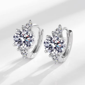 Γυναικεία οβάλ κρεμαστά σκουλαρίκια με ζιρκόν, Cao Shi, μινιμαλιστικό γεωμετρικό στυλ