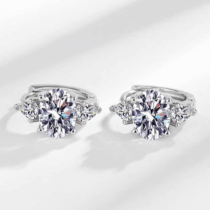 Γυναικεία οβάλ κρεμαστά σκουλαρίκια με ζιρκόν, Cao Shi, μινιμαλιστικό γεωμετρικό στυλ