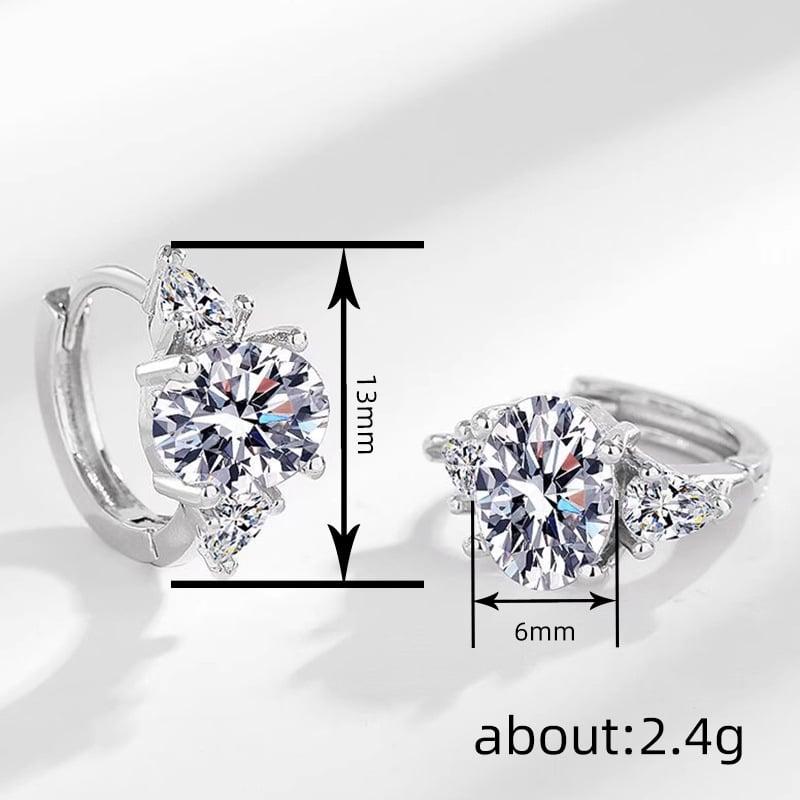 Γυναικεία οβάλ κρεμαστά σκουλαρίκια με ζιρκόν, Cao Shi, μινιμαλιστικό γεωμετρικό στυλ