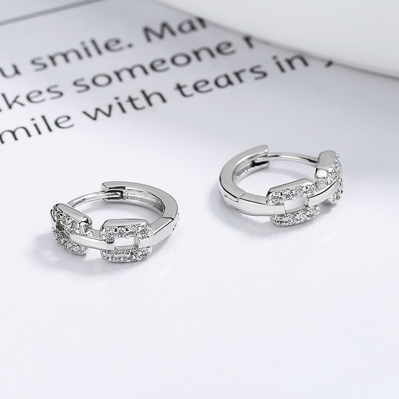 Γυναικεία γεωμετρικά σκουλαρίκια-αλυσίδα με διαμάντια, μινιμαλιστικά και μοντέρνα, κρίκοι κατάλληλοι για κάθε στυλ