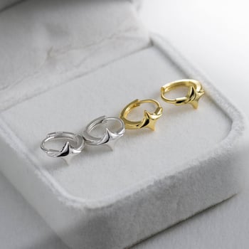 A'roch S925 Ασημένια Κορεατικού Στυλ Μινιμαλιστικά Σκουλαρίκια Με Αστέρα Τεσσάρων Ακρών Για Γυναίκες, Μοντέλο M05406