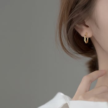 S925 ασημένια σκουλαρίκια με υφασμένες γραμμές, στρογγυλά γεωμετρικά, για γυναίκες, ρετρό στυλ