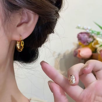 Ρετρό στρογγυλά σκουλαρίκια με λεοπάρ σχέδιο για γυναίκες, προσωποποιημένο στυλ, ελαφριά πολυτέλεια, μόδα και ευελιξία